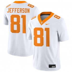 Mens #81 University Of Tennessee High School Amari Jefferson College Football Jersey - White
