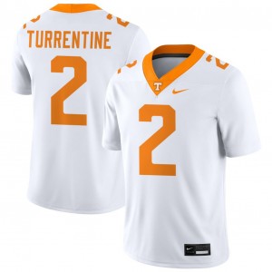 Mens #2 UT Volunteers 2025-26 Andre Turrentine College Football Jerseys - White