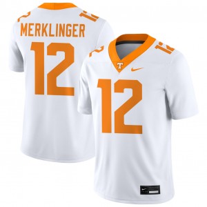 Men's #12 The Volunteer State Stitched Jake Merklinger College Football Jersey - White