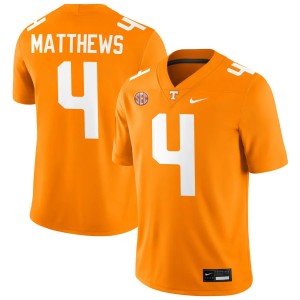 Men's #4 UTK Game Mike Matthews College Football Jerseys - Tennessee Orange