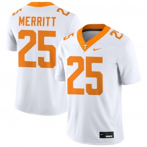 Mens #25 University Of Tennessee Game Timothy Merritt College Football Jersey - White