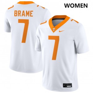 Women's #7 Tennessee 2025 DaSaahn Brame College Football Jersey - White
