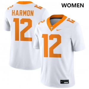 Women's #12 The Volunteer State University Jaedon Harmon College Football Jersey - White