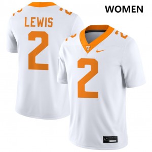 Women's #2 Tenn Embroidery Peyton Lewis College Football Jersey - White