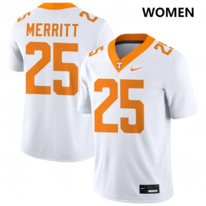Women's #25 Tenn Vols Official Timothy Merritt College Football Jerseys - White
