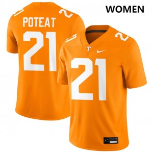 Women's #21 TN Vols High School Tre Poteat College Football Jersey - Tennessee Orange