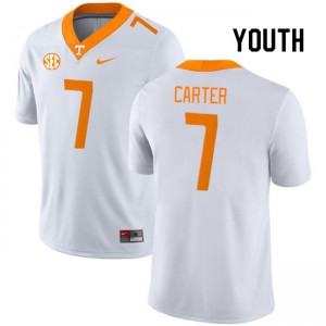 Youth #7 Vols University Arion Carter College Football Jersey - White