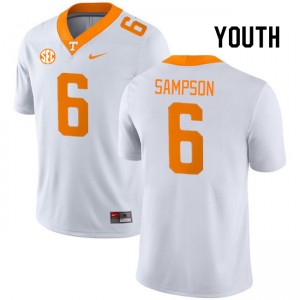 Youth #6 Tennessee High School Dylan Sampson College Football Jersey - White