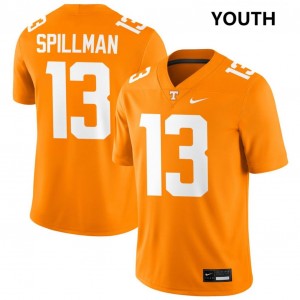 Youth #13 Vols Stitched Edwin Spillman College Football Jersey - Tennessee Orange