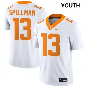 Youth #13 Tenn Embroidery Edwin Spillman College Football Jerseys - White