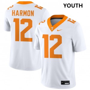 Youth #12 UTK Alumni Jaedon Harmon College Football Jerseys - White
