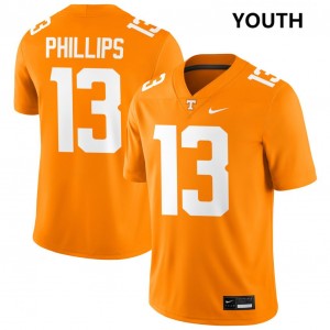 Youth #13 TN Vols 2025 Mason Phillips College Football Jersey - Tennessee Orange