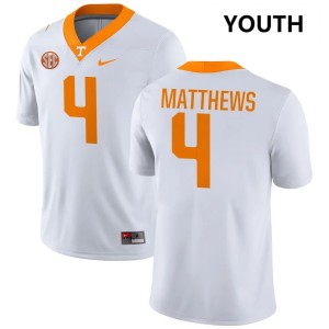 Youth #4 Vols Official Mike Matthews College Football Jerseys - White