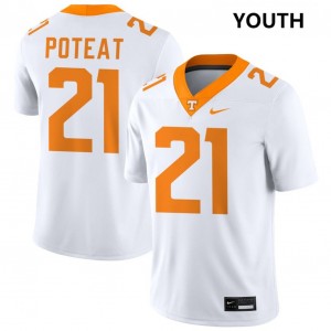 Youth #21 Tennessee Volunteers University Tre Poteat College Football Jersey - White