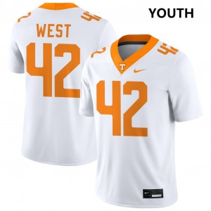 Youth #42 Tenn Vols Official Tyre West College Football Jersey - White
