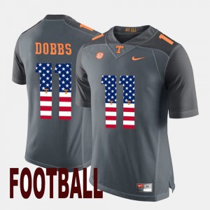 Men's US Flag Fashion UT Volunteer #11 Joshua Dobbs college Jersey - Gray