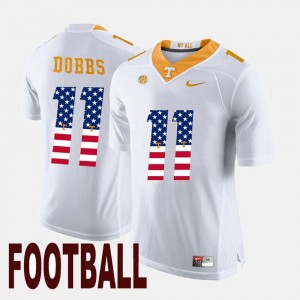 Men's #11 Tennessee Volunteers US Flag Fashion Joshua Dobbs college Jersey - White