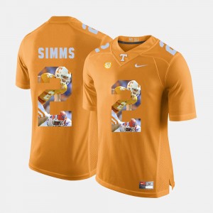 Men's University Of Tennessee #2 Pictorial Fashion Matt Simms college Jersey - Orange