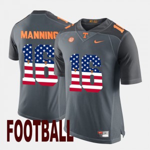 Men #16 US Flag Fashion Tennessee Peyton Manning college Jersey - Gray