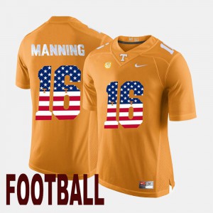 Men #16 UT US Flag Fashion Peyton Manning college Jersey - Orange