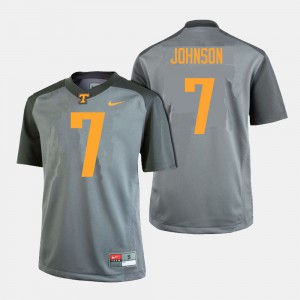 Mens #7 Football TN VOLS Brandon Johnson college Jersey - Gray