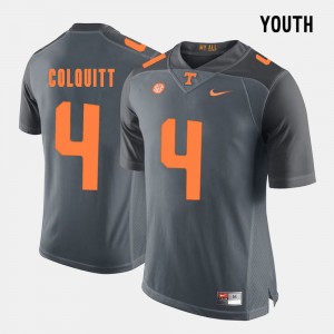 Youth(Kids) #4 Football UT VOL Britton Colquitt college Jersey - Grey