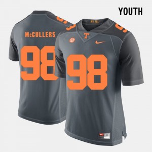 Kids #98 Tennessee Vols Football Daniel McCullers college Jersey - Grey