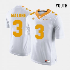 Youth(Kids) #3 Tennessee Vols Football Josh Malone college Jersey - White