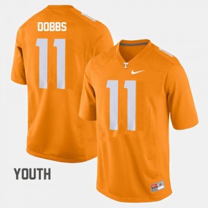 Youth(Kids) #11 Joshua Dobbs college Jersey - Orange Football TN VOLS