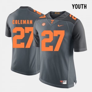 Kids #27 Football UT VOLS Justin Coleman college Jersey - Grey