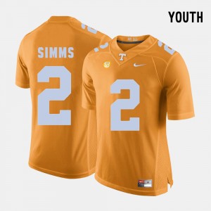Youth Football #2 UT VOLS Matt Simms college Jersey - Orange