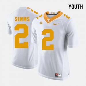 Kids UT #2 Football Matt Simms college Jersey - White