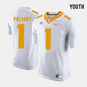 Youth VOL Football #1 Michael Palardy college Jersey - White