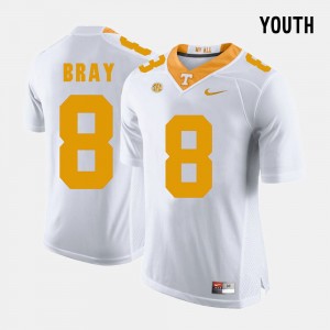 Youth(Kids) Football #8 UT VOLS Tyler Bray college Jersey - White